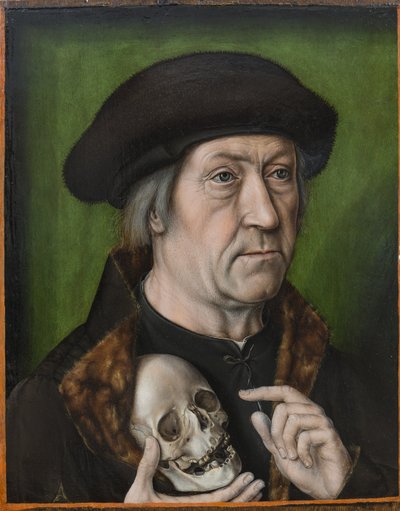 Autoritratto / Ritratto di un uomo che tiene un teschio da Aelbrecht Bouts